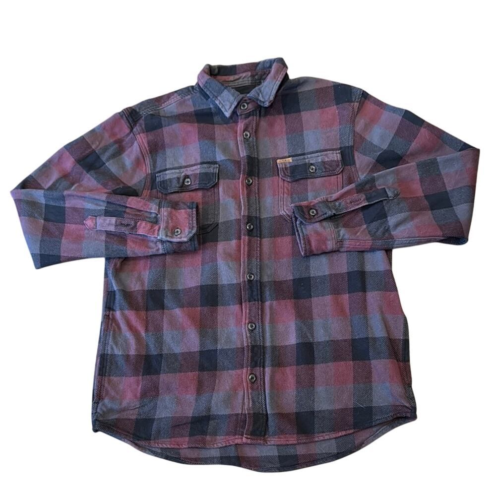 Orvis Men's Big Bear Plaid Heavyweight Flannel Shirt Red Black Size M